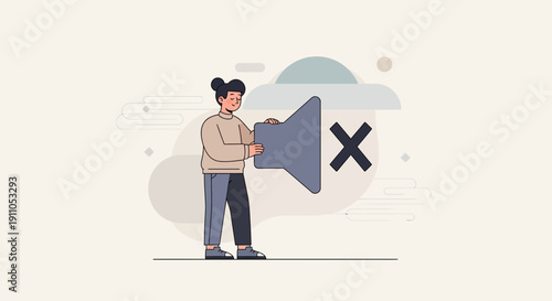 Person Muting Sound Speaker Icon For Silent Mode Settings