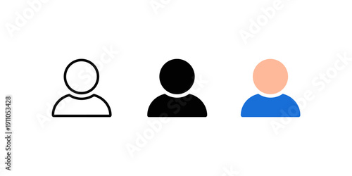 User Profile Icon Set – Outline, Solid and Color Avatar Vector Collection
