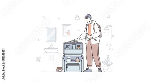 Person Packing Toiletry Bag For Travel Or Gym Bathroom Essentials Organized