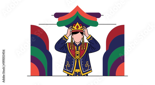 Person Placing Crown On Head Symbolizing Royalty And Tradition
