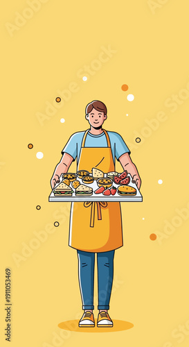 Person Holding A Tray Of Assorted Delicious Appetizers