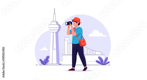 Photographer Capturing Iconic Cityscape Tower Landmark Views