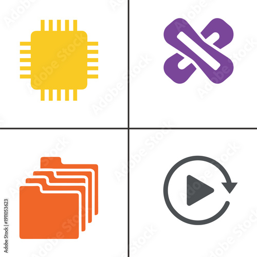 Icons for technology and media