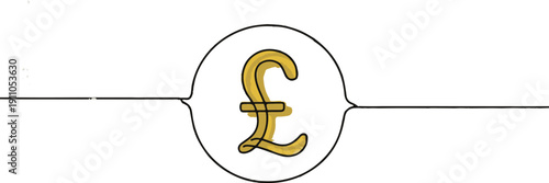 Highlights the specific currency symbol and the minimalist artistic technique.