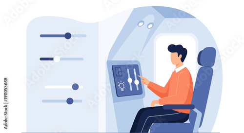 Pilot Adjusting Flight Controls In Aircraft Cockpit