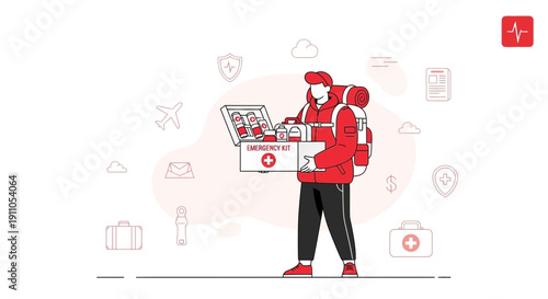 Prepared Traveler Carrying First Aid Kit Ready For Any Adventure Situation