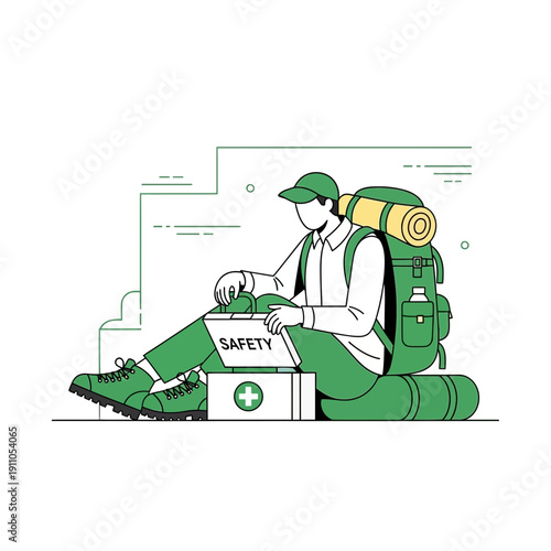 Prepared Hiker With First Aid Kit Embodies Outdoor Adventure Preparedness