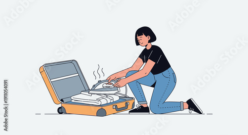 Preparing Clothing For A Journey By Ironing In A Suitcase