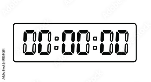 Digital clock display showing zero hours zero minutes and zero seconds