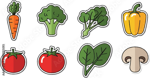 Vegetable stickers collection illustration fresh food healthy eating