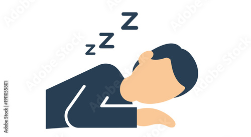 Stylized illustration of a person sleeping soundly with z symbols
