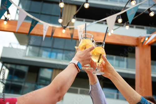 Refreshing Drink and Delicious Food at an Outdoor Cafe