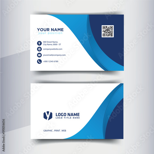 Modern vector business card template design with clean corporate layout and flat style illustration suitable for web, print, banner, flyer, and brochure use,