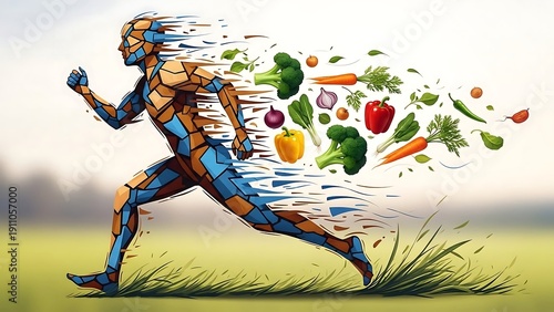 Healthy runner with vegetable trail.