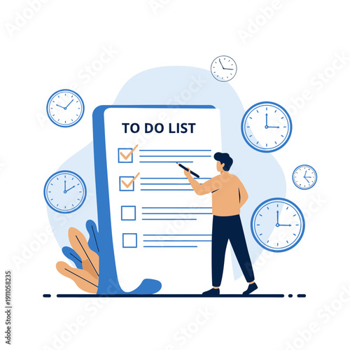 Productivity And Time Management Concept With A Checklist