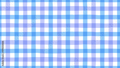 Cute pastel blue and purple seamless Vichy check background, checkered pattern for textiles, fabrics, packaging, children's designs, and classic picnic-style vector layouts
