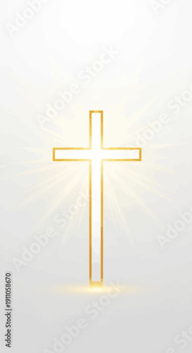 Radiant Golden Cross Symbol Emanating Divine Light and Hope