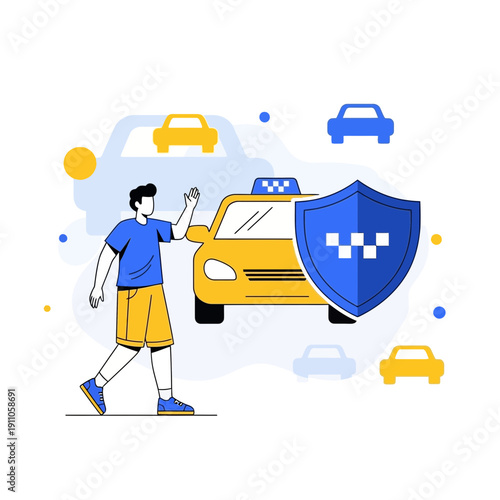 Reliable Urban Transportation Safety Shield and Passenger Illustration
