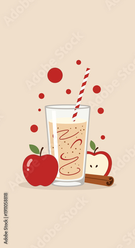 Refreshing Apple Smoothie With Cinnamon And Fresh Apples