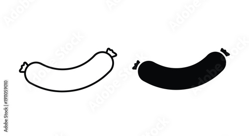 Two sausage illustrations one outlined and one solid a black silhouette