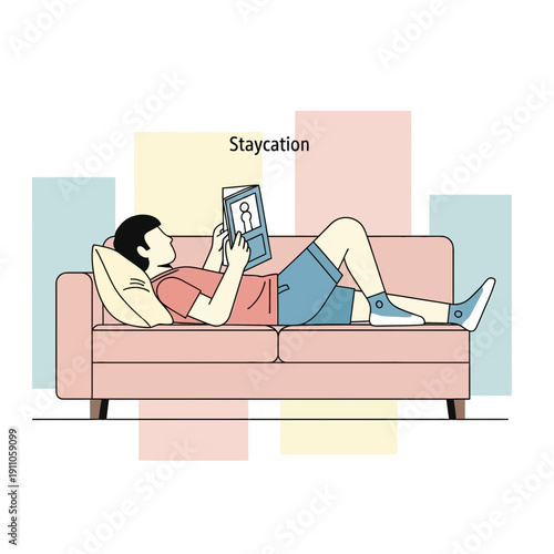 Relaxing At Home Enjoying A Good Book During A Staycation