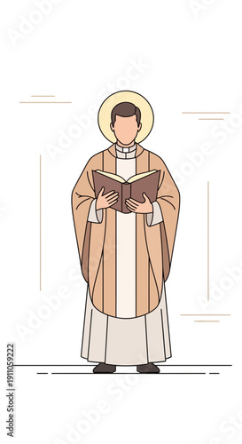 Sacred Ceremony Clergy Reading Holy Scripture During Devotional Practice