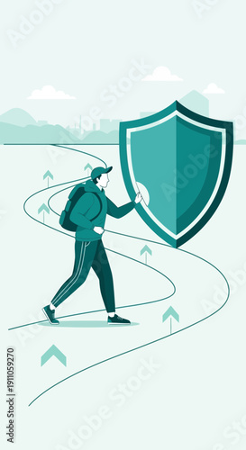 Secure Journey Icon For Digital Protection And Safety Concept Illustration