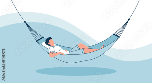 Relaxing Person In Hammock Gentle Waves Summer Leisure