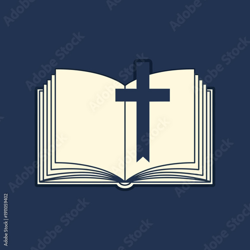 Sacred Scripture Open Bible With Cross Symbol Illustrating Faith and Guidance