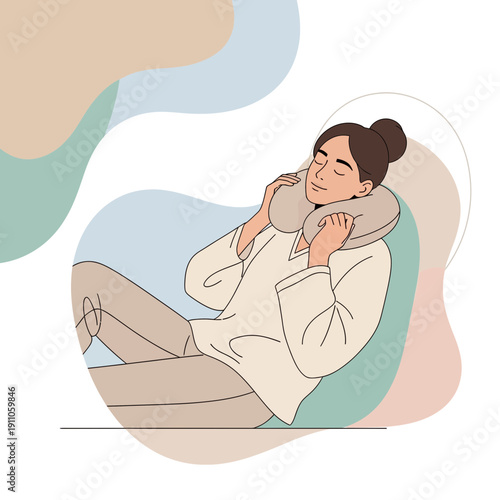 Serene Traveler Finds Comfort On The Go With Neck Pillow Relaxing
