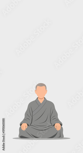 Serene Monk Meditating In Lotus Pose Calm Spiritual Practice