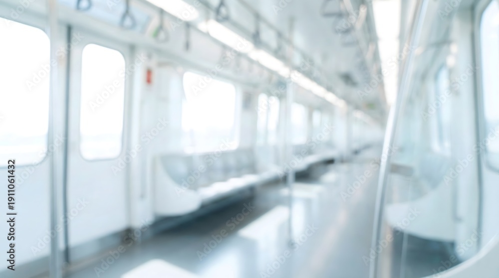 Fototapeta premium Empty Train Interior Blurry Background