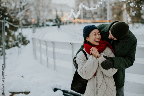 Couple enjoys winter day in...