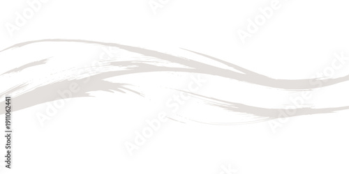 Hand drawn vector illustration of a bird feather with blue wave patterns and wavy motion lines on a light curve background design element