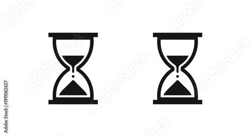 Two black hourglasses display time passing a striking silhouette