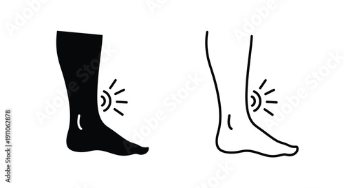 Two feet with radiating lines a striking black silhouette