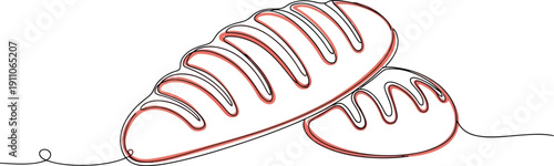 Continuous Line Drawing of a Baguette and Roll