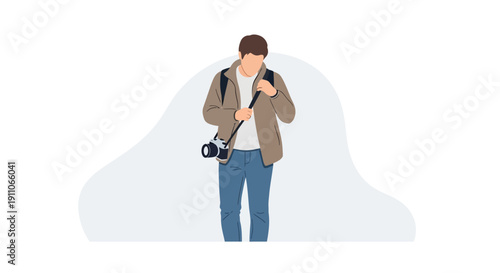 Stylish Young Man Photographer Preparing For A Shoot With His Camera