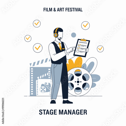 Stage Manager Overseeing Film And Art Festival Production Checklist