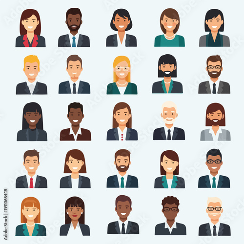 Diverse business people avatars cartoon characters