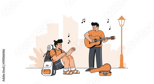 Street Performers Share Melodies And Joy With Backpackers And Passersby