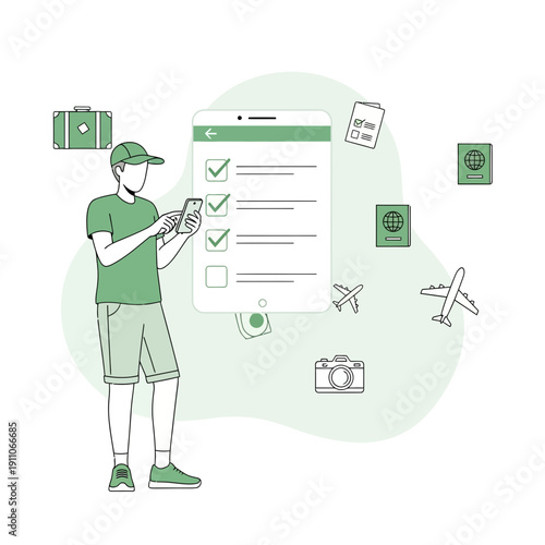 Travel Planning App Interface With Checklist And Icons For Adventure