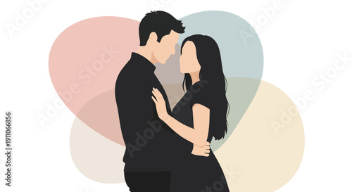 Tender Embrace Of A Couple In Love Minimalist Illustration