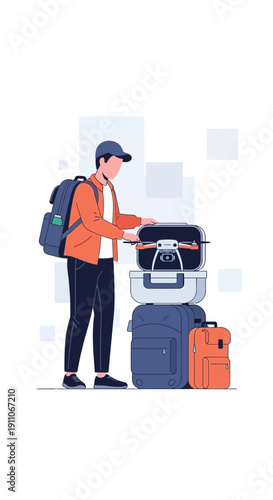 Traveler Packing Luggage Ready for Adventure and Exploration Abroad