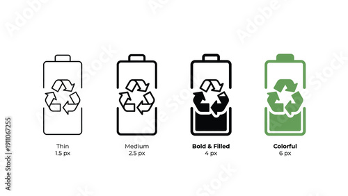 Battery Recycling Icons Set