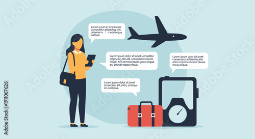 Traveling Concepts With Business Woman And Luggage Collection