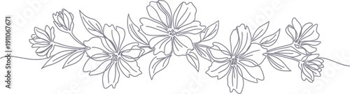 Simple Line Drawing of Flowers