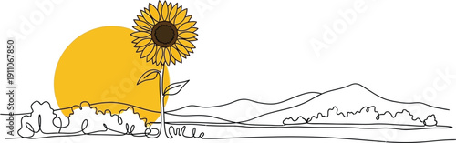Sunflower Landscape Illustration