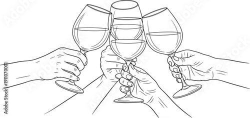Cheers to celebration and joy with a toast of wine glasses, a perfect symbol for parties and special events