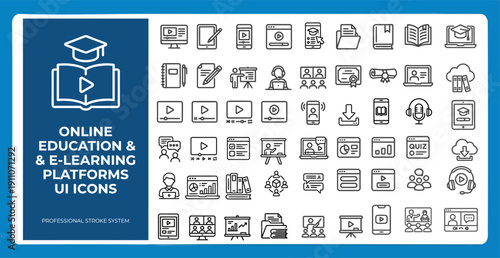 Online Education & E-Learning Platform UI Icons Set